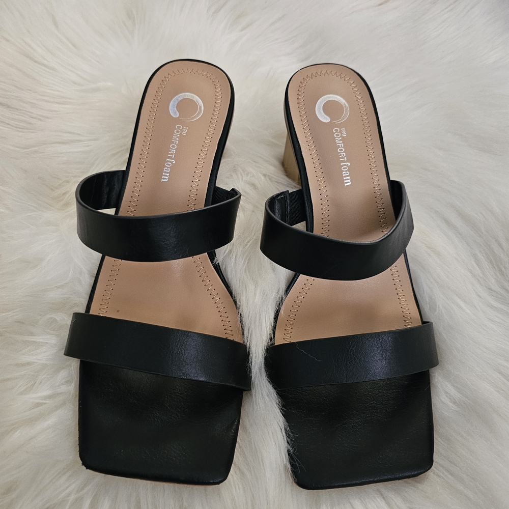 Elegant Black Double Strap Heels